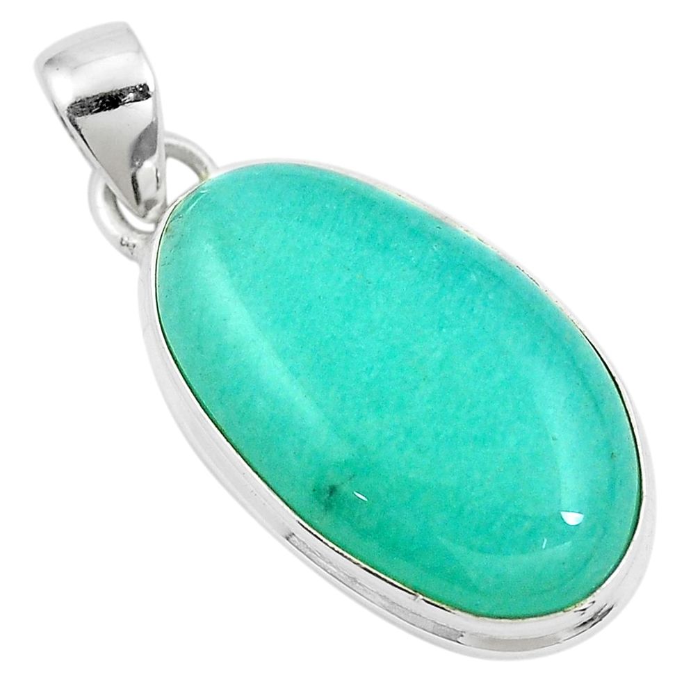 18.52cts natural green peruvian amazonite 925 sterling silver pendant m85338