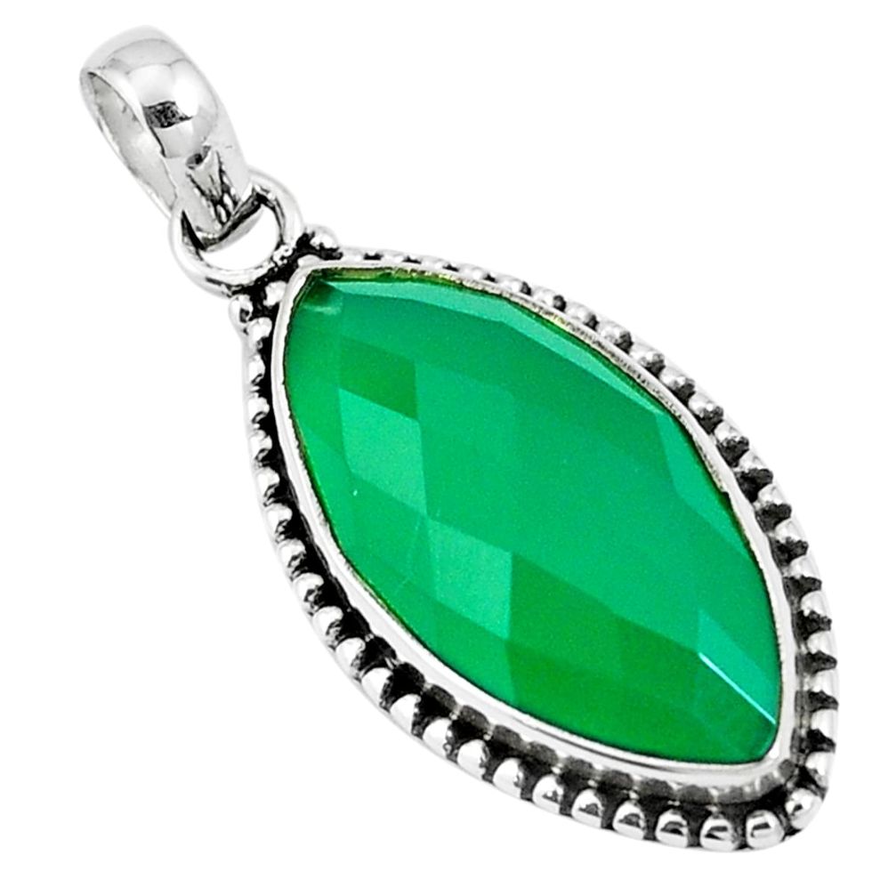 Natural green chalcedony 925 sterling silver pendant jewelry m85521