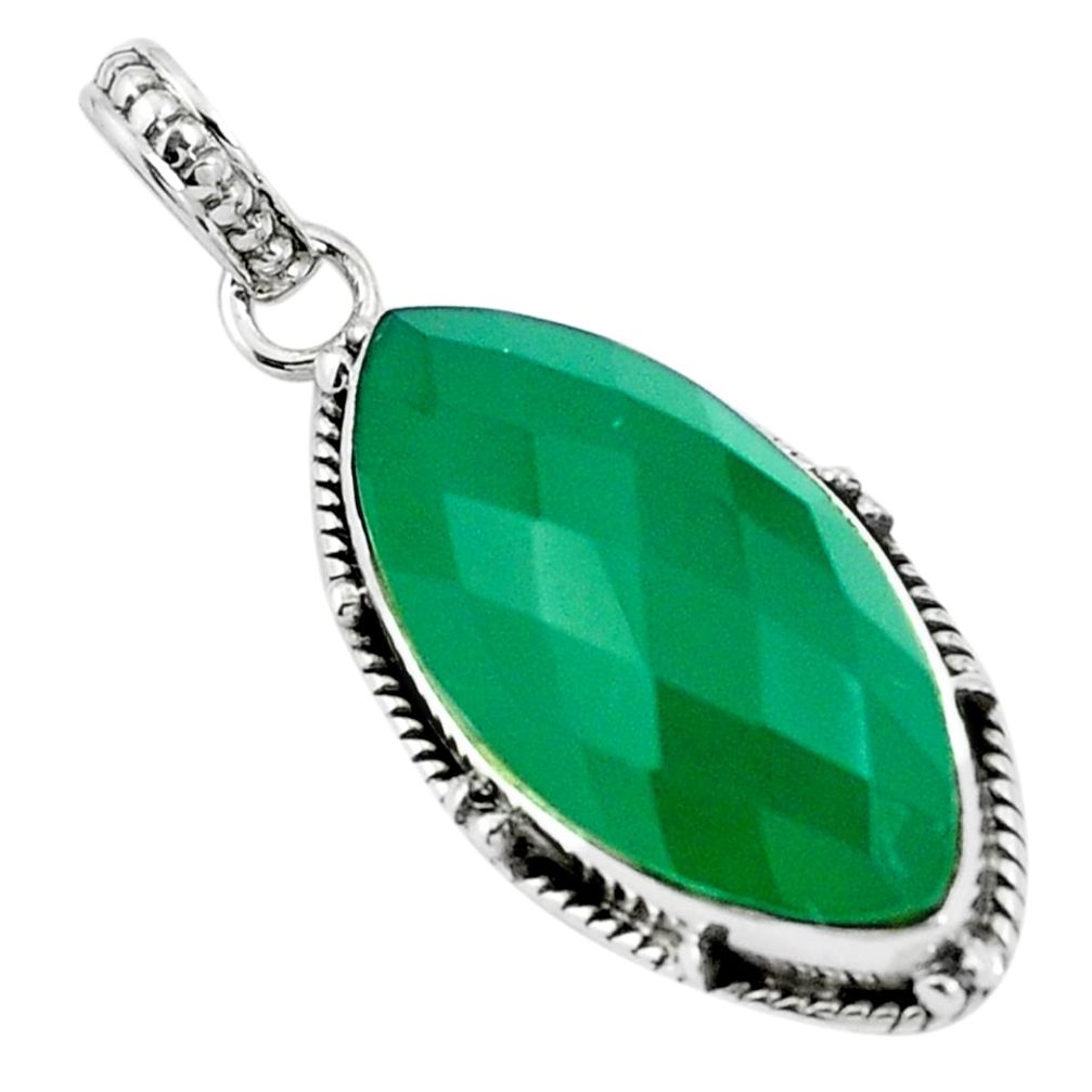 Natural green chalcedony 925 sterling silver pendant jewelry m85522