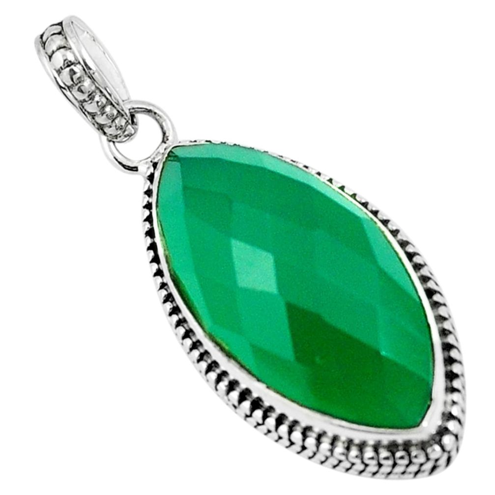 Natural green chalcedony 925 sterling silver pendant jewelry m85523