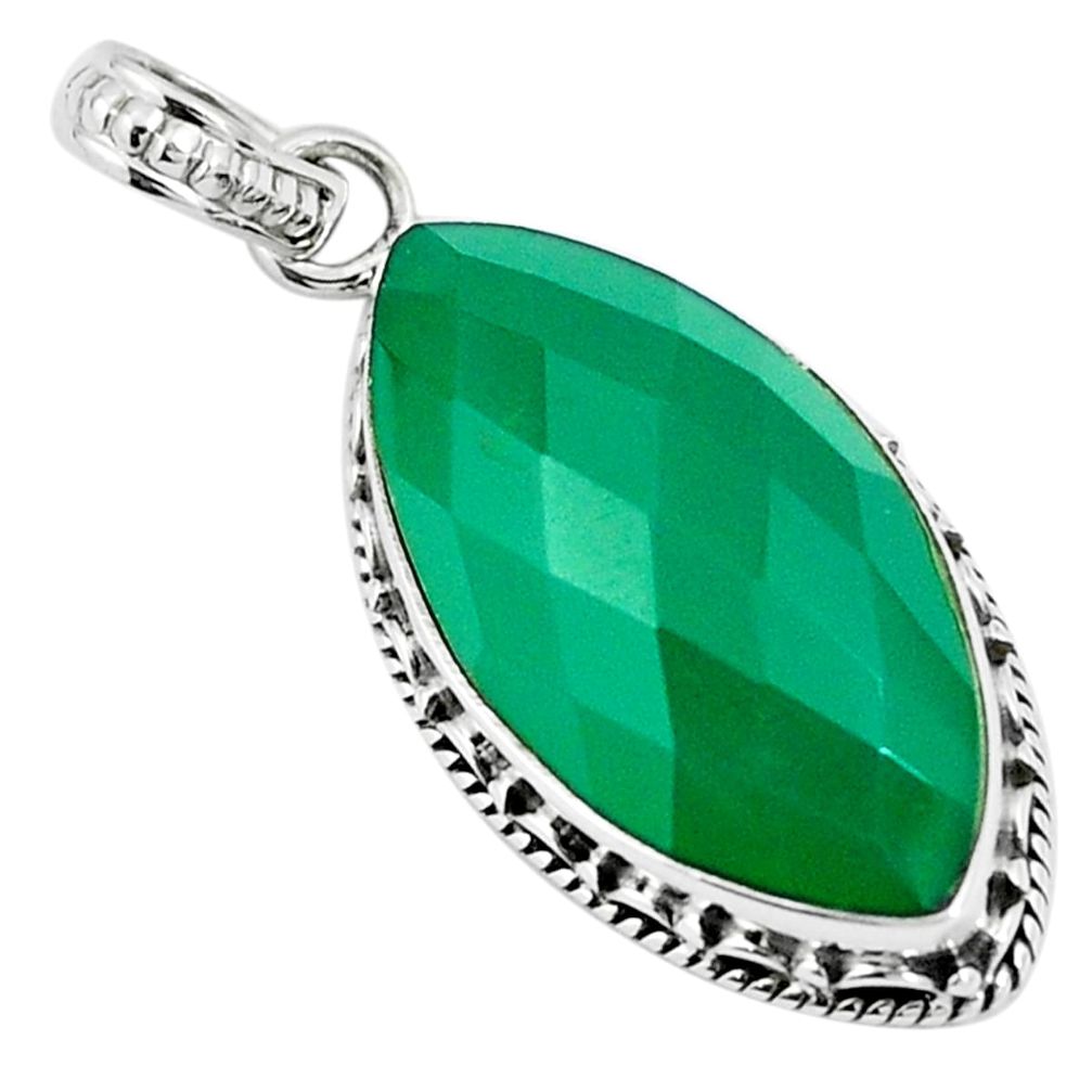 Natural green chalcedony 925 sterling silver pendant jewelry m85526