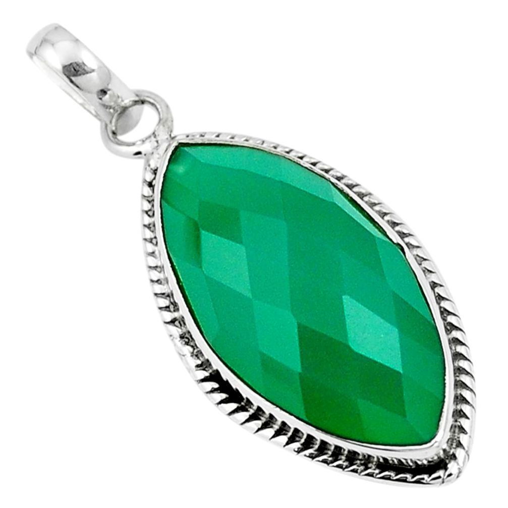 Natural green chalcedony 925 sterling silver pendant jewelry m85527
