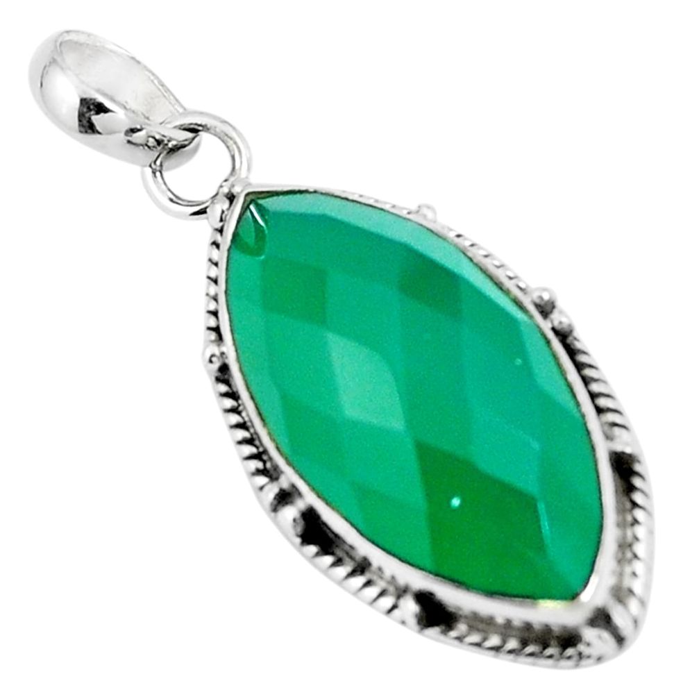 925 sterling silver natural green chalcedony pendant jewelry m85531