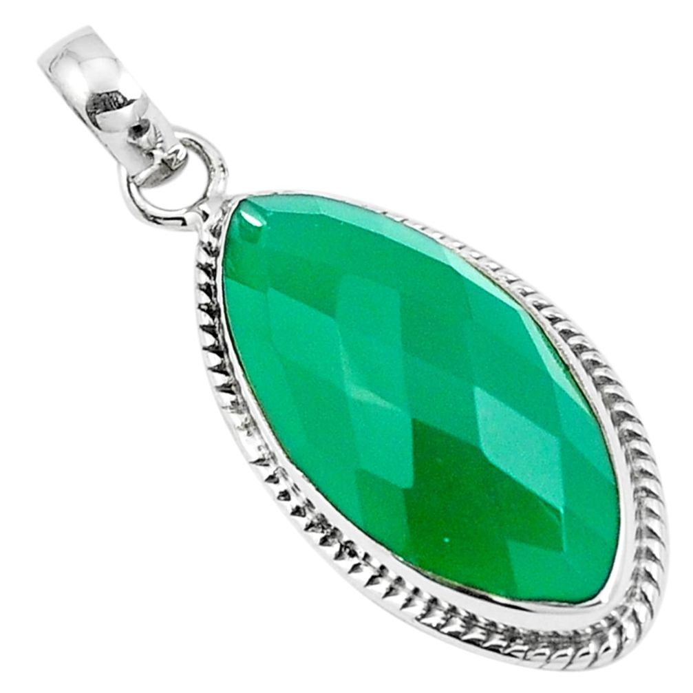 925 sterling silver natural green chalcedony pendant jewelry m85538