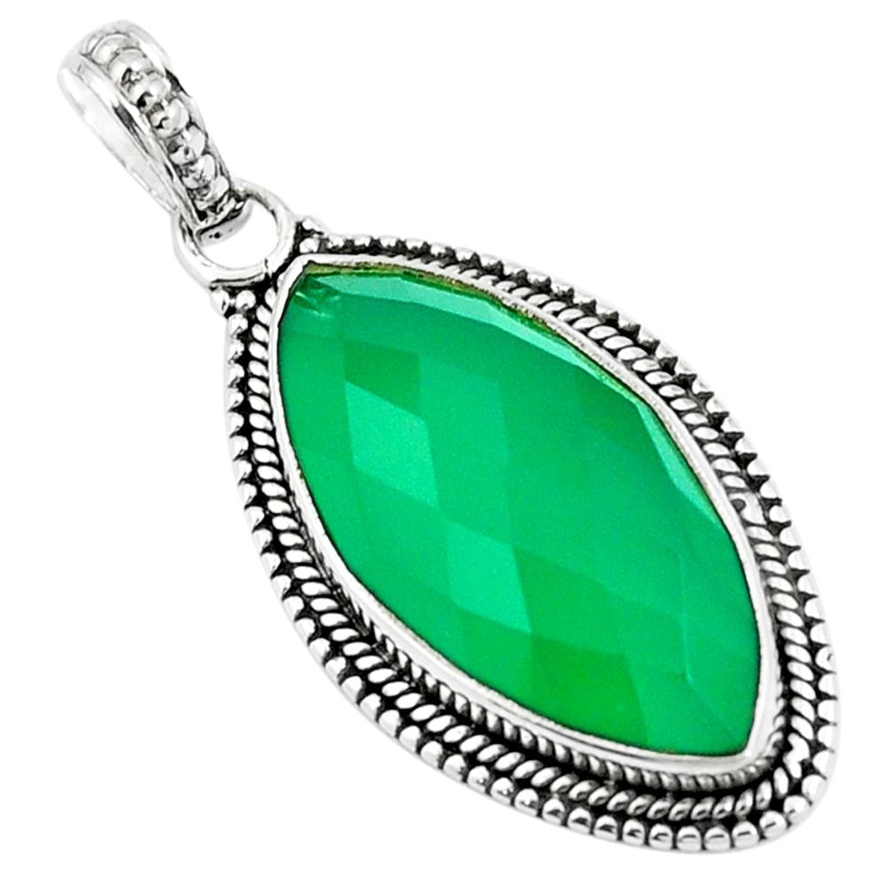 Natural green chalcedony 925 sterling silver pendant jewelry m85540