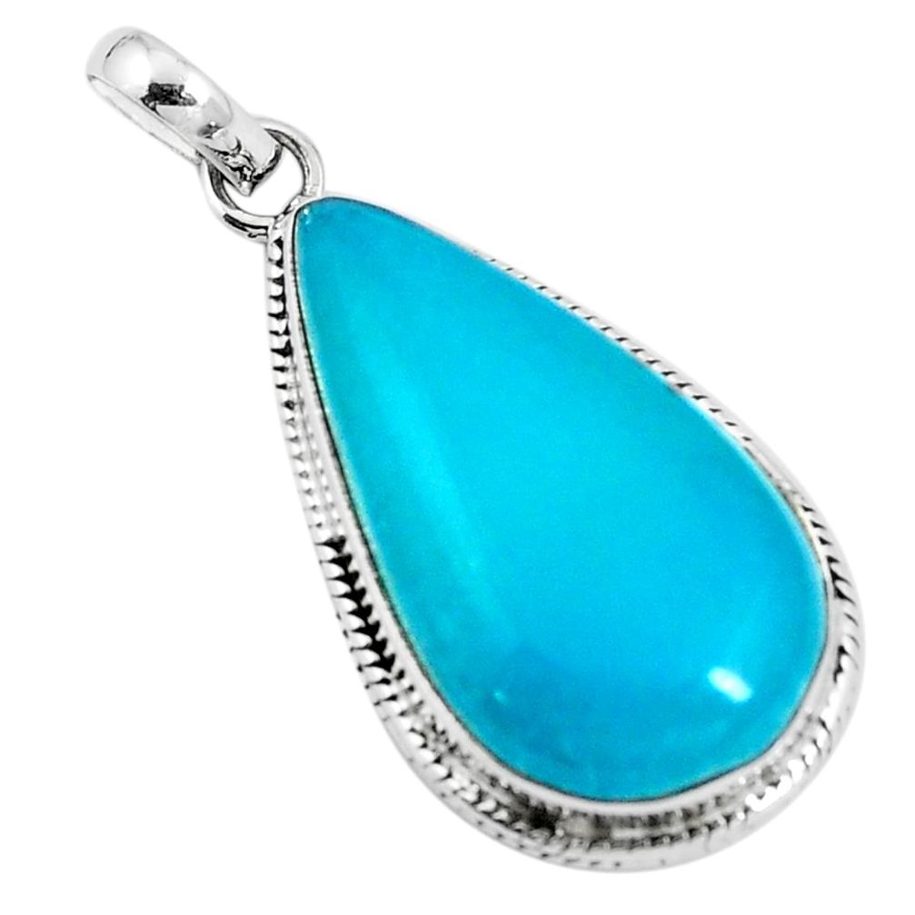 Blue smithsonite pear shape 925 sterling silver pendant jewelry m85545