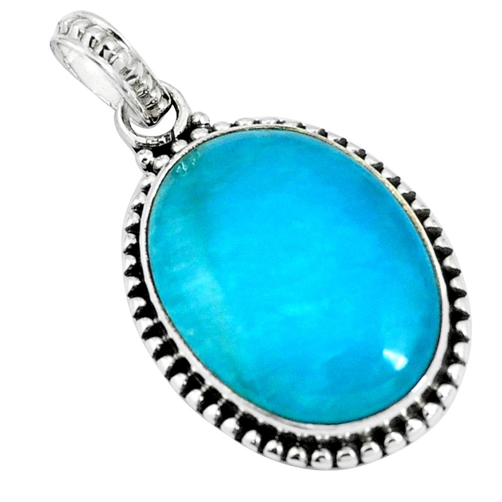 Blue smithsonite oval 925 sterling silver pendant jewelry m85546