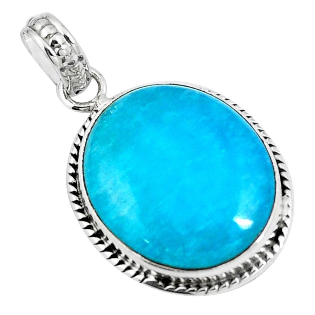 Blue smithsonite oval 925 sterling silver pendant jewelry m85551