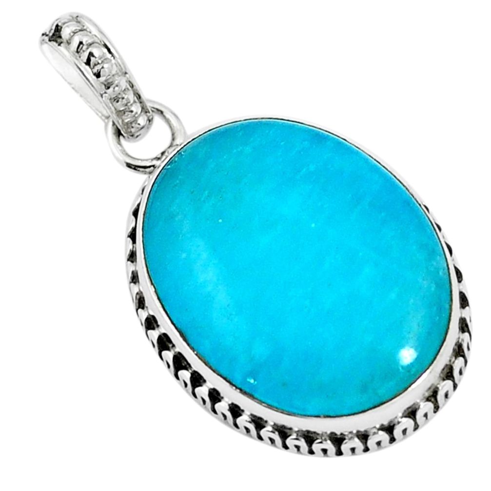 925 sterling silver blue smithsonite oval shape pendant jewelry m85555