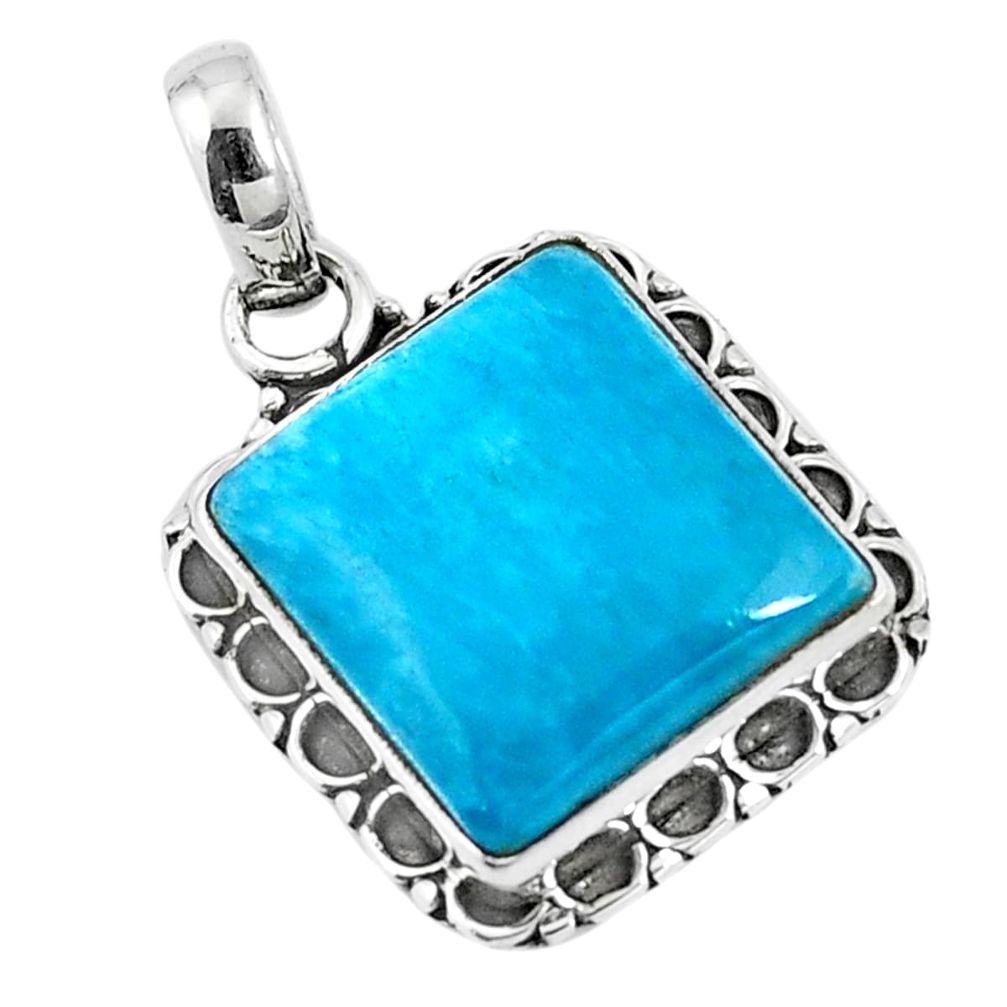 Blue smithsonite square 925 sterling silver pendant jewelry m85557