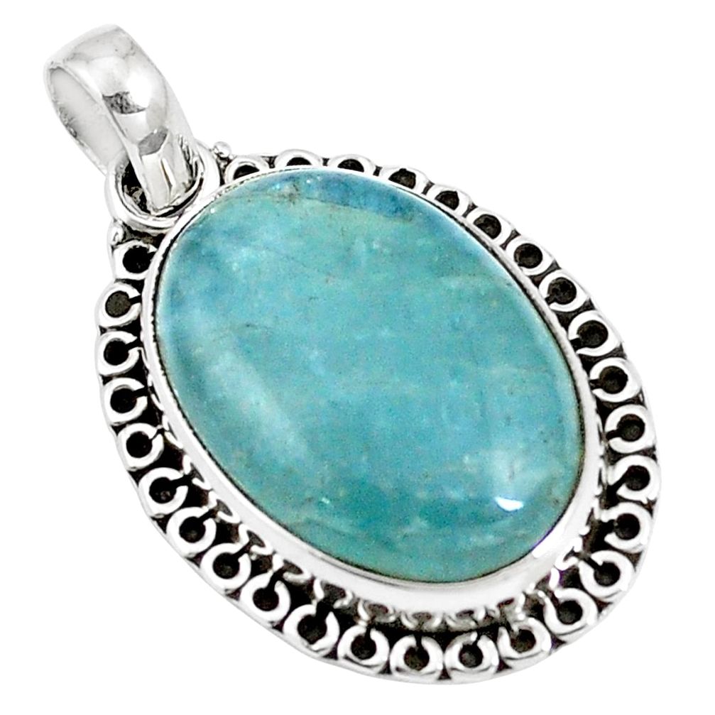 17.22cts natural blue aquamarine 925 sterling silver pendant jewelry m85563