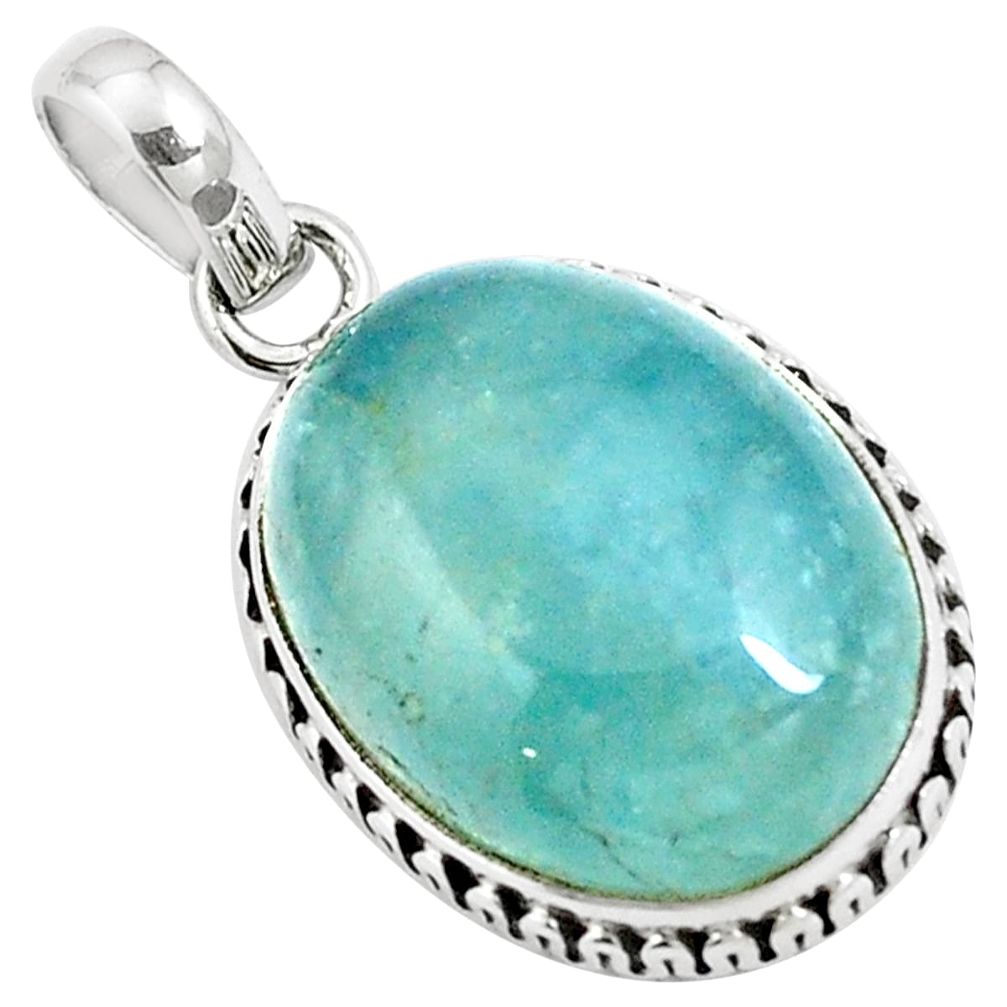 17.18cts natural blue aquamarine 925 sterling silver pendant jewelry m85577