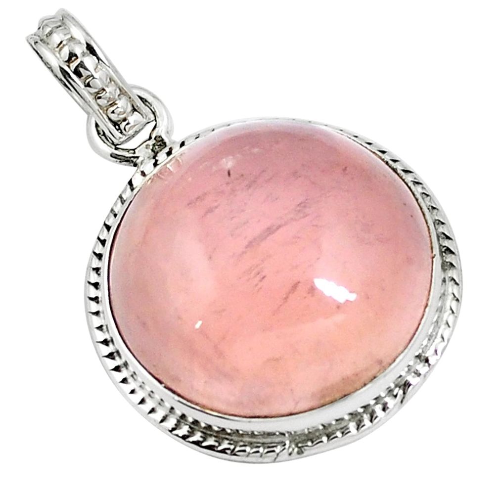 925 sterling silver natural pink rose quartz pendant jewelry m85590