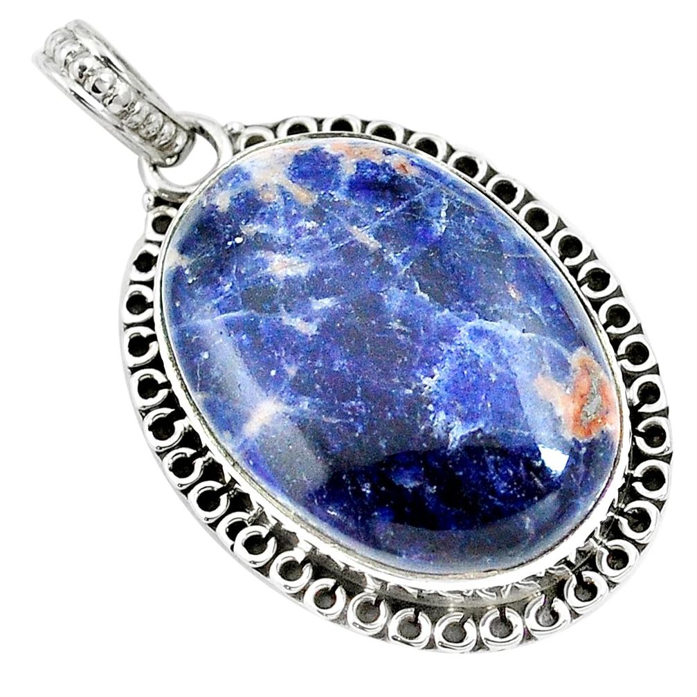 Natural orange sodalite 925 sterling silver pendant jewelry m85607