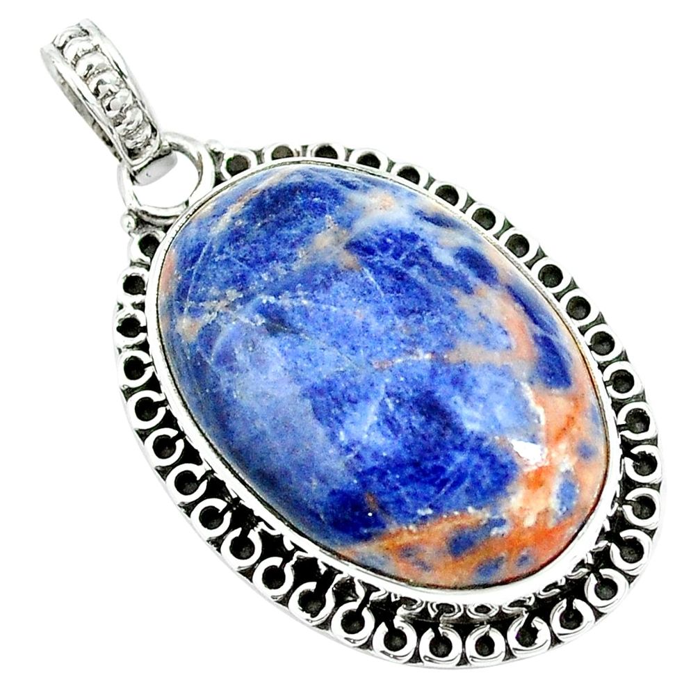 Natural orange sodalite 925 sterling silver pendant jewelry m85609