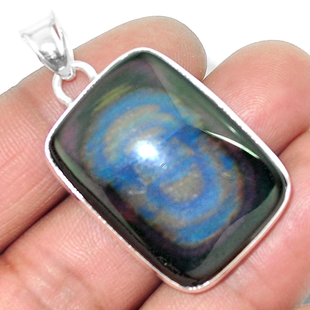 29.78cts natural rainbow obsidian eye 925 sterling silver pendant jewelry m85991