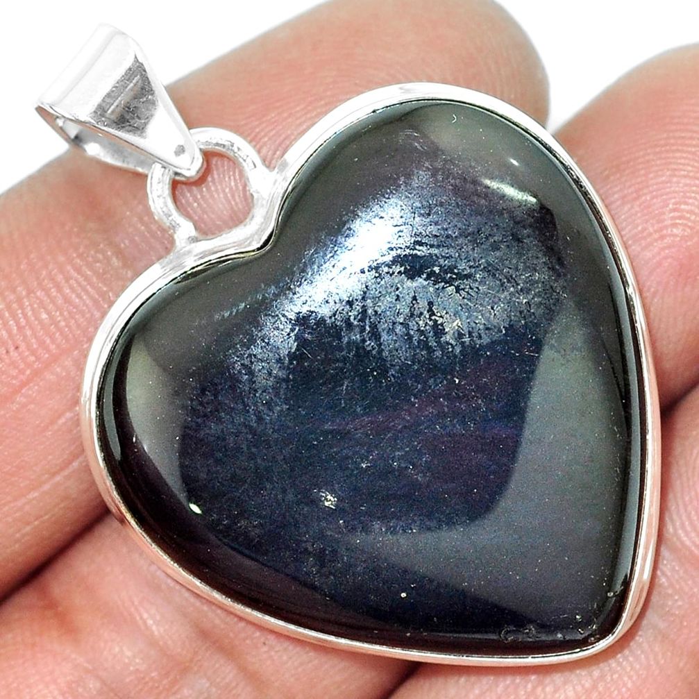 35.80cts natural rainbow obsidian eye 925 sterling silver pendant jewelry m85997