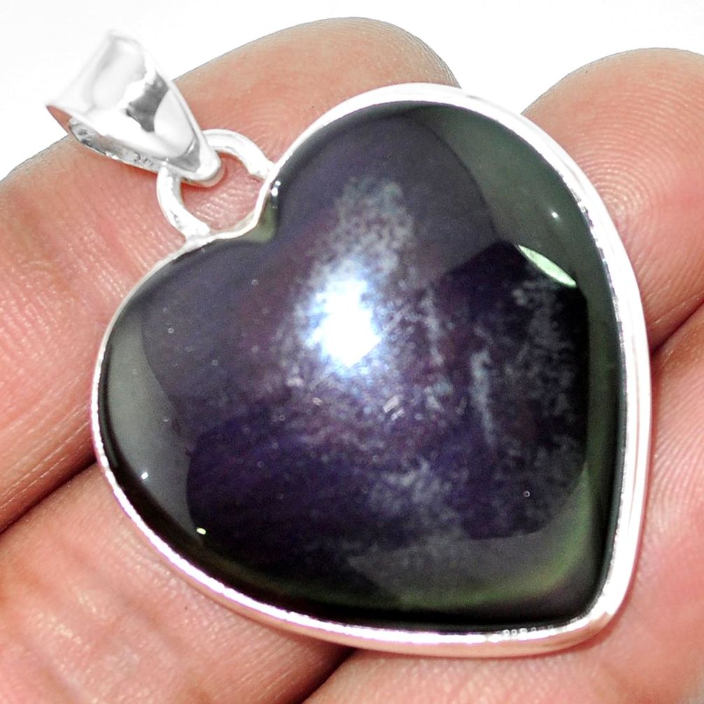 34.67cts natural rainbow obsidian eye 925 sterling silver pendant jewelry m85999