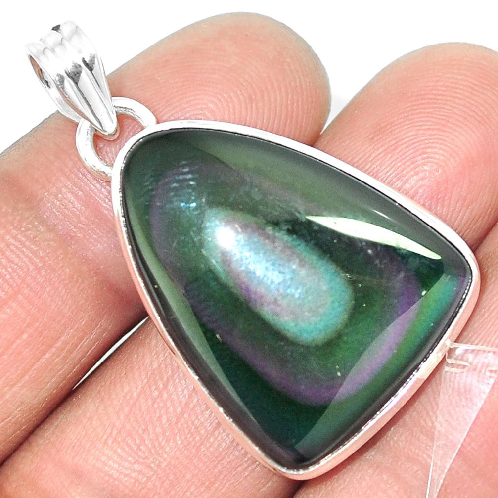 17.55cts natural rainbow obsidian eye 925 sterling silver pendant jewelry m86005