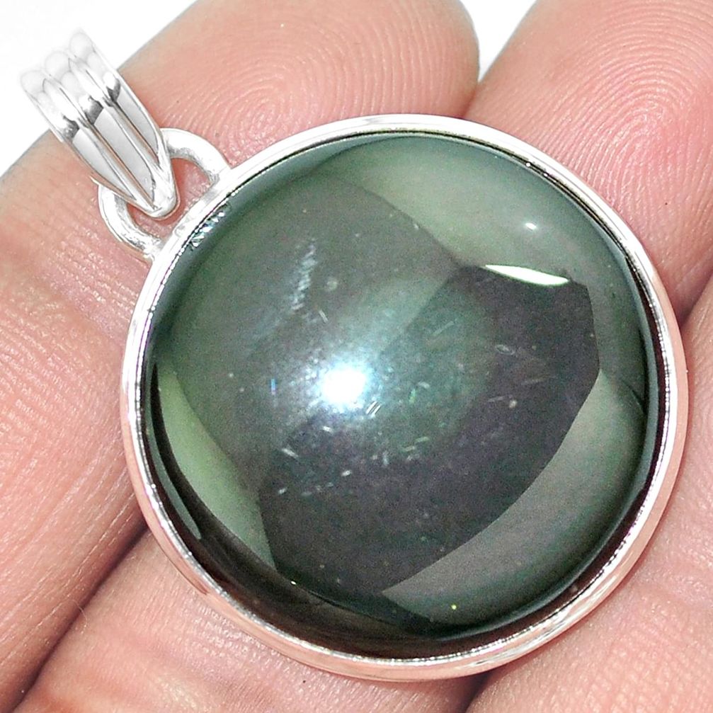 24.35cts natural rainbow obsidian eye 925 sterling silver pendant jewelry m86007