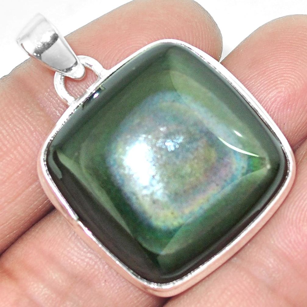 26.65cts natural rainbow obsidian eye 925 sterling silver pendant jewelry m86009