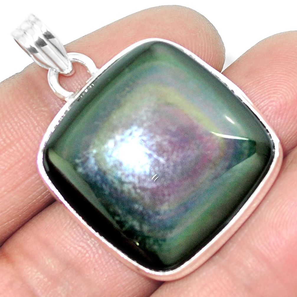 26.16cts natural rainbow obsidian eye 925 sterling silver pendant jewelry m86013