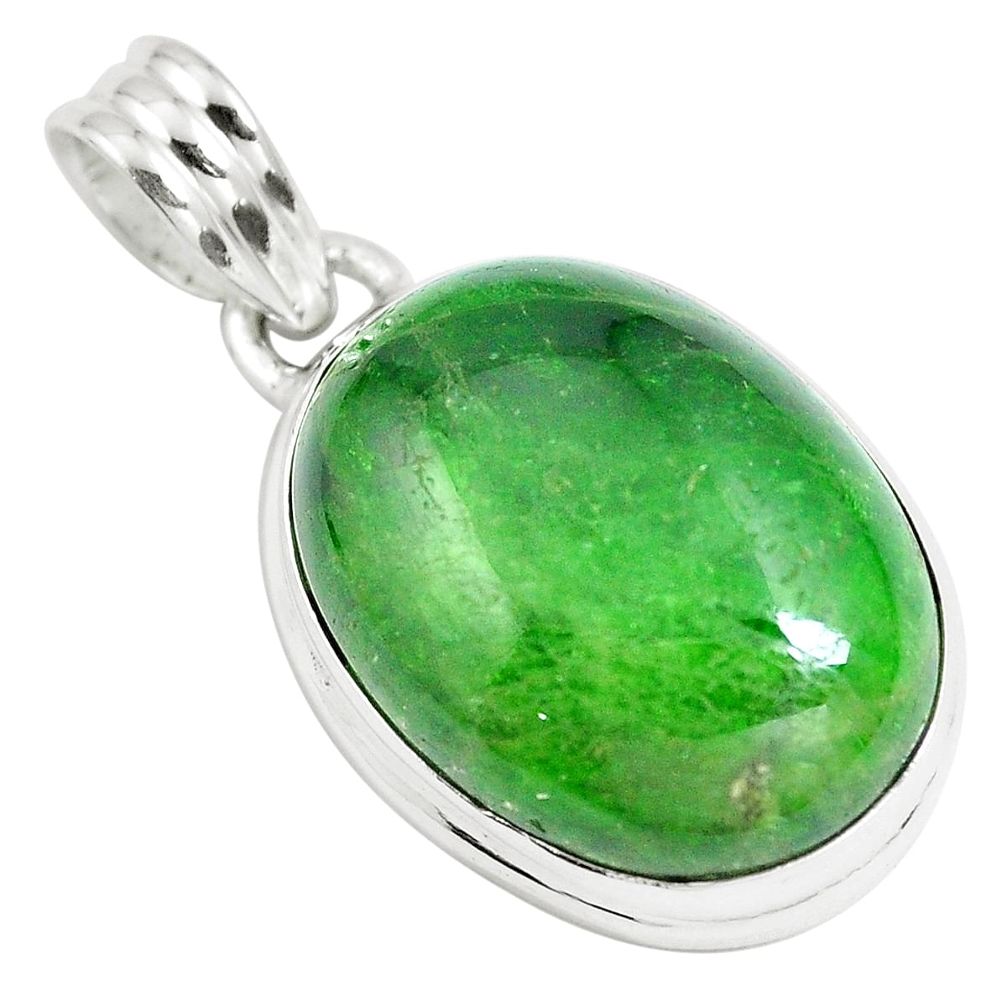 19.72cts natural green chrome diopside 925 sterling silver pendant m86044