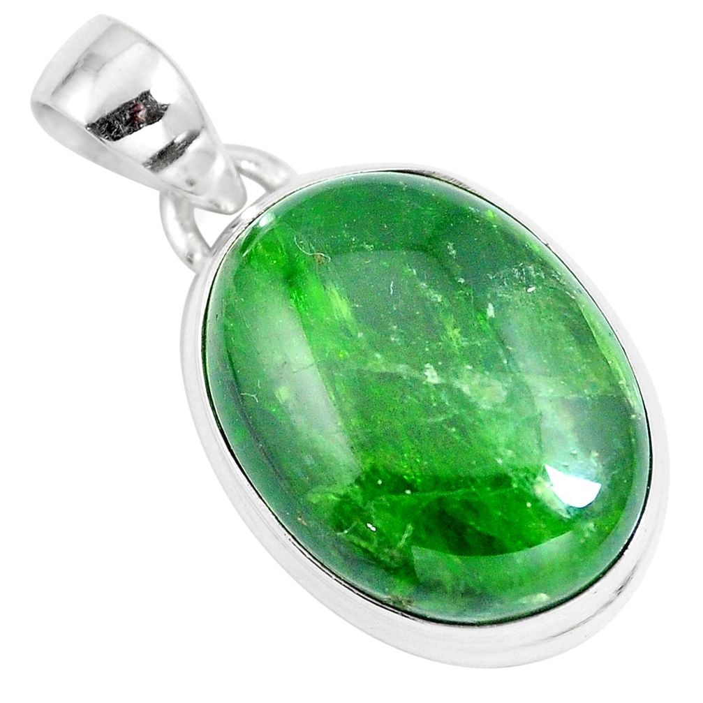 15.65cts natural green chrome diopside 925 sterling silver pendant m86046