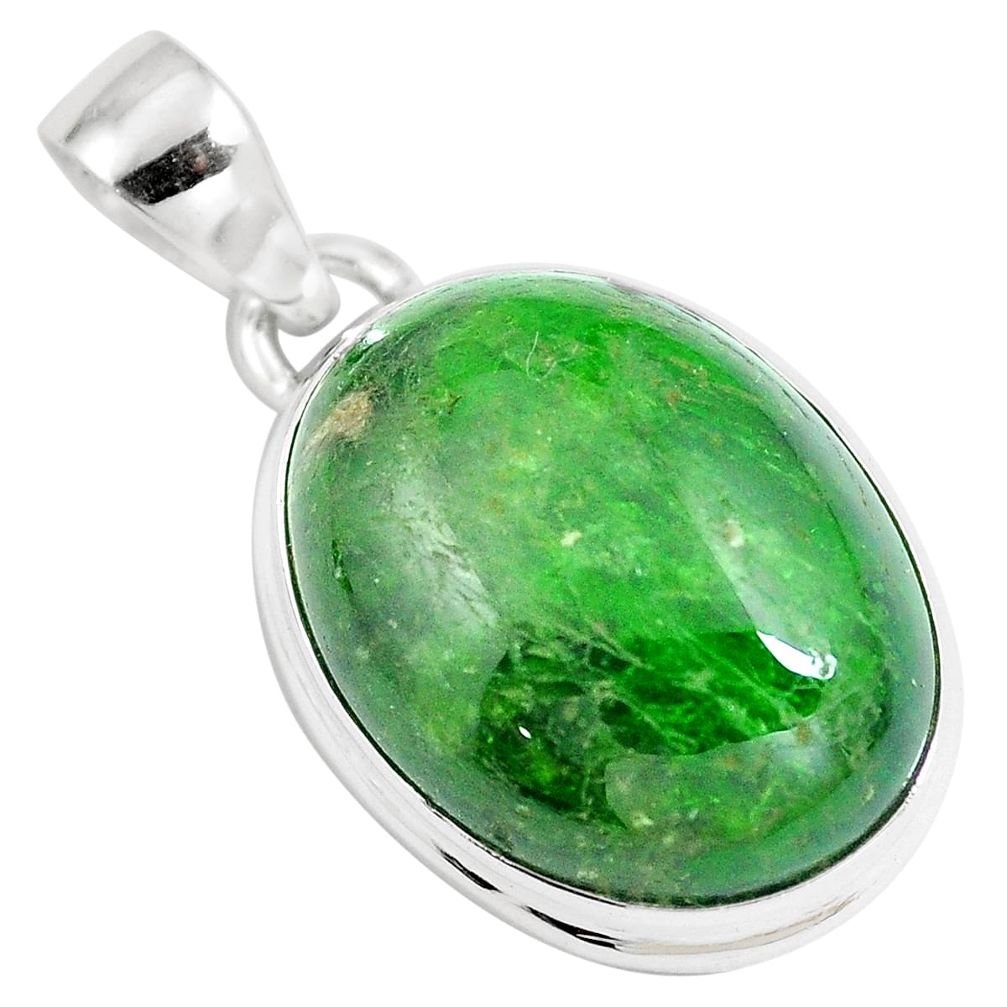 16.73cts natural green chrome diopside 925 sterling silver pendant m86052