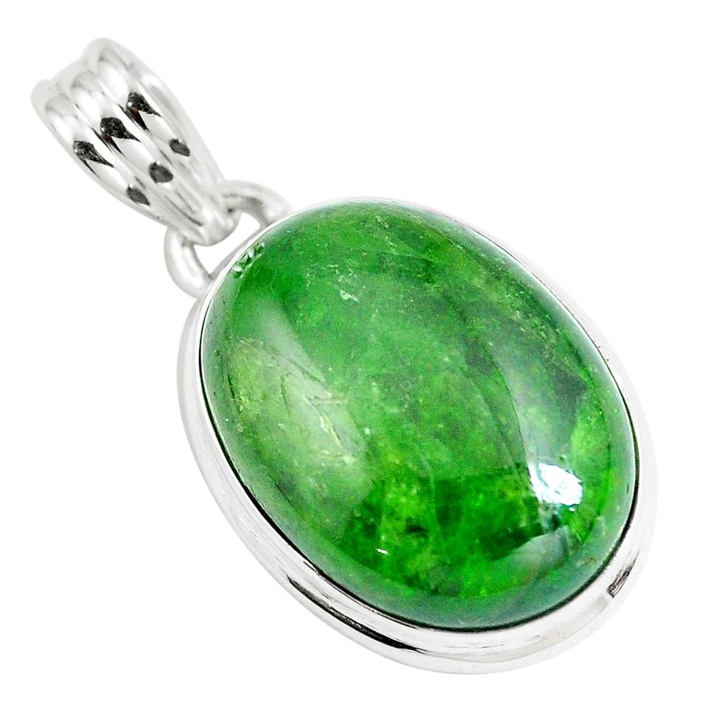 16.73cts natural green chrome diopside 925 sterling silver pendant m86055