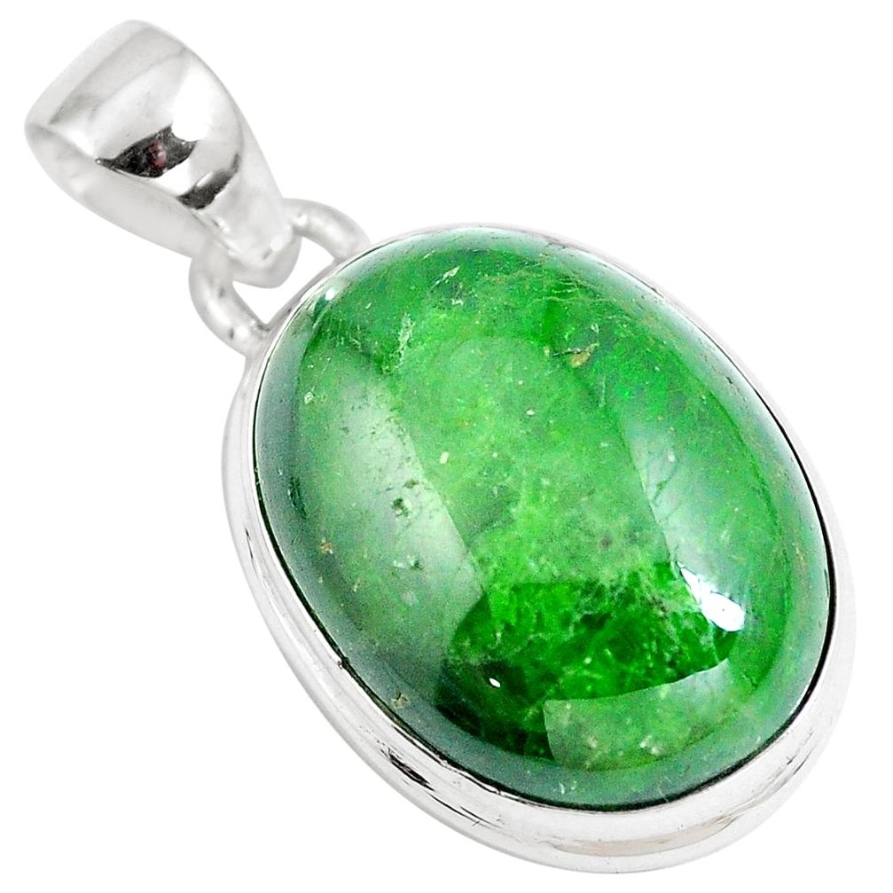 16.18cts natural green chrome diopside 925 sterling silver pendant m86056