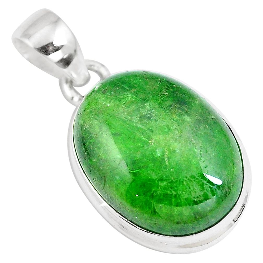 16.18cts natural green chrome diopside 925 sterling silver pendant m86058