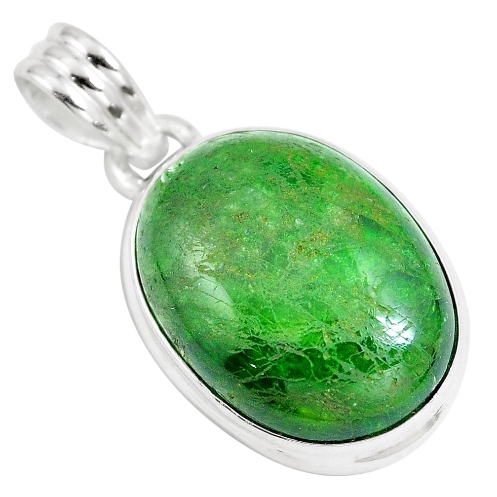 16.57cts natural green chrome diopside 925 sterling silver pendant m86059