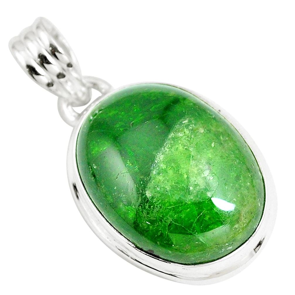 16.20cts natural green chrome diopside 925 sterling silver pendant m86060