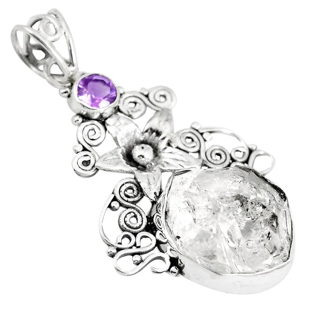 925 silver natural white herkimer diamond flower pendant jewelry m86099