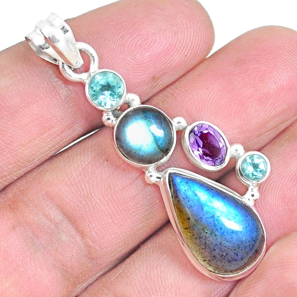 925 sterling silver natural blue labradorite amethyst pendant jewelry m86499