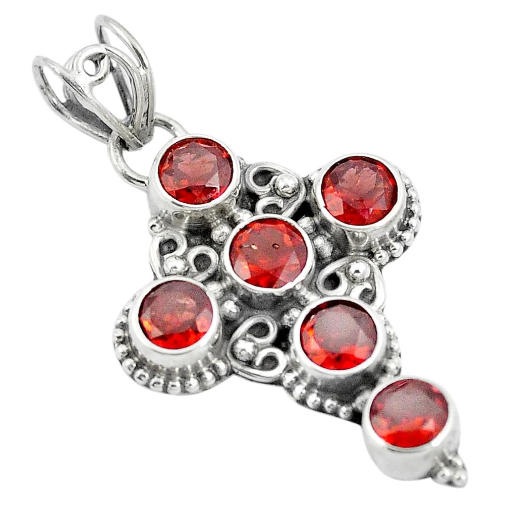5.52cts natural red garnet 925 sterling silver holy cross pendant jewelry m87215