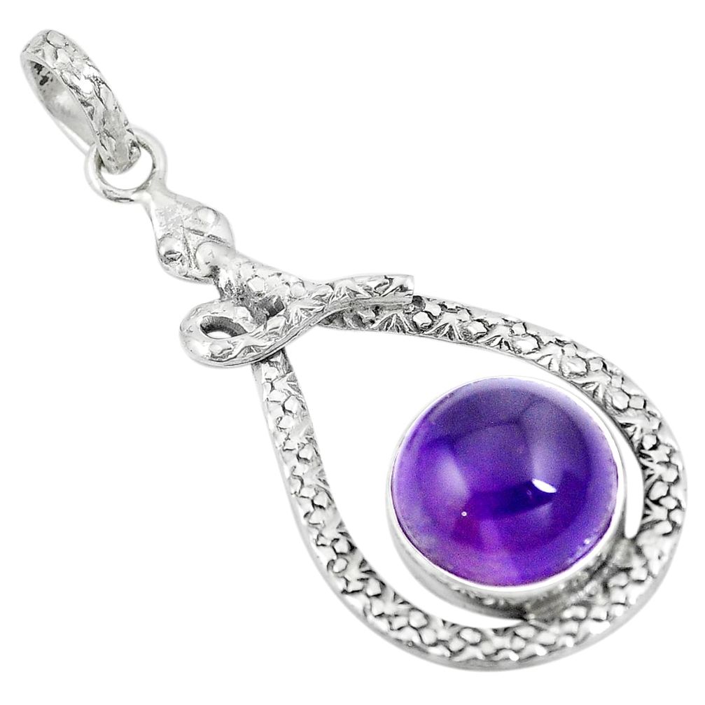 Natural purple amethyst 925 sterling silver snake pendant jewelry m87328