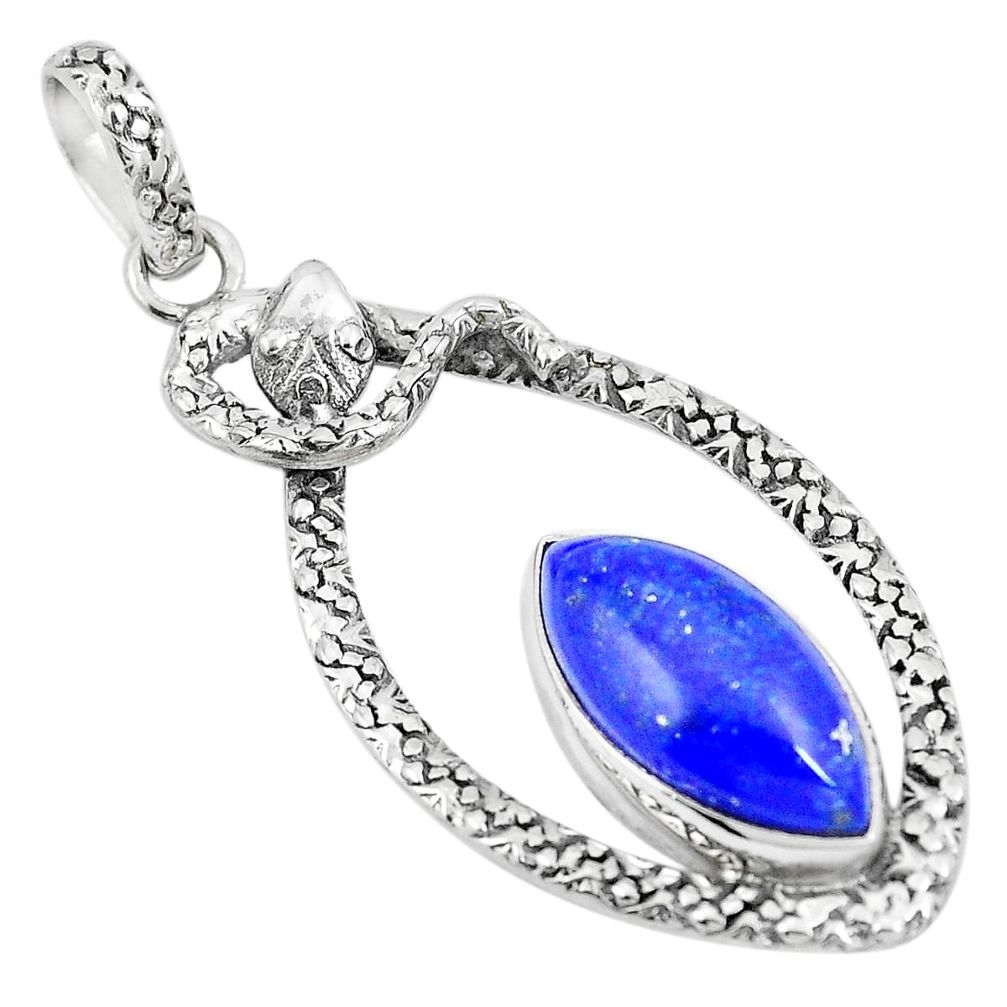 Natural blue lapis lazuli 925 sterling silver snake pendant m87347