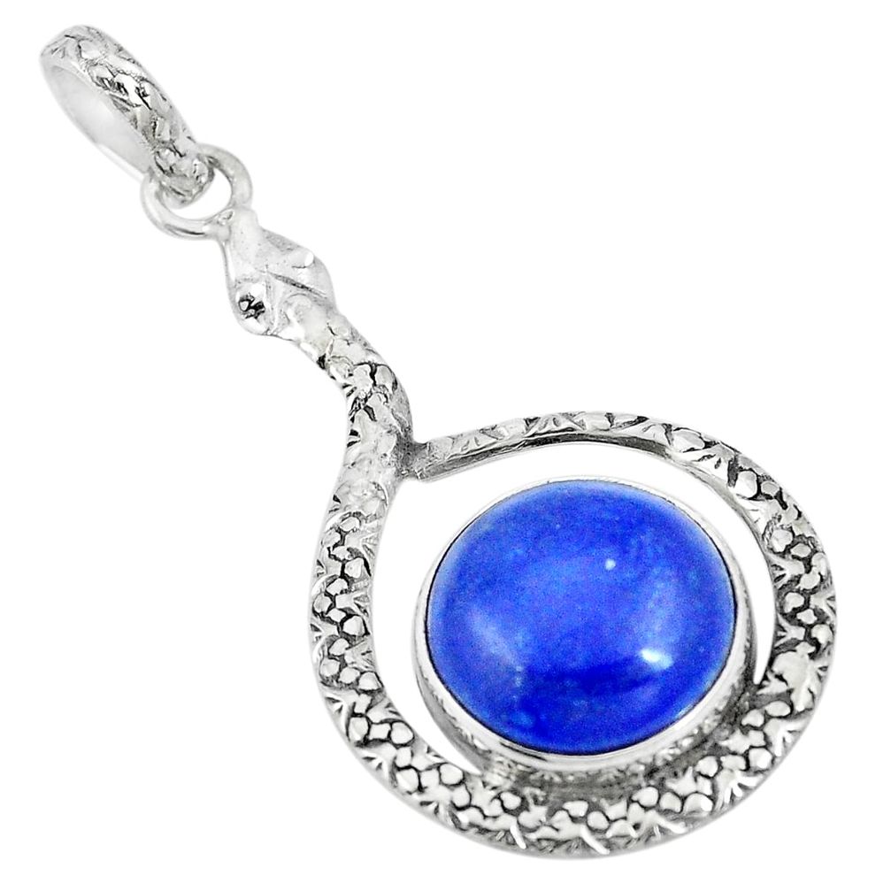 Natural blue lapis lazuli 925 sterling silver snake pendant jewelry m87348
