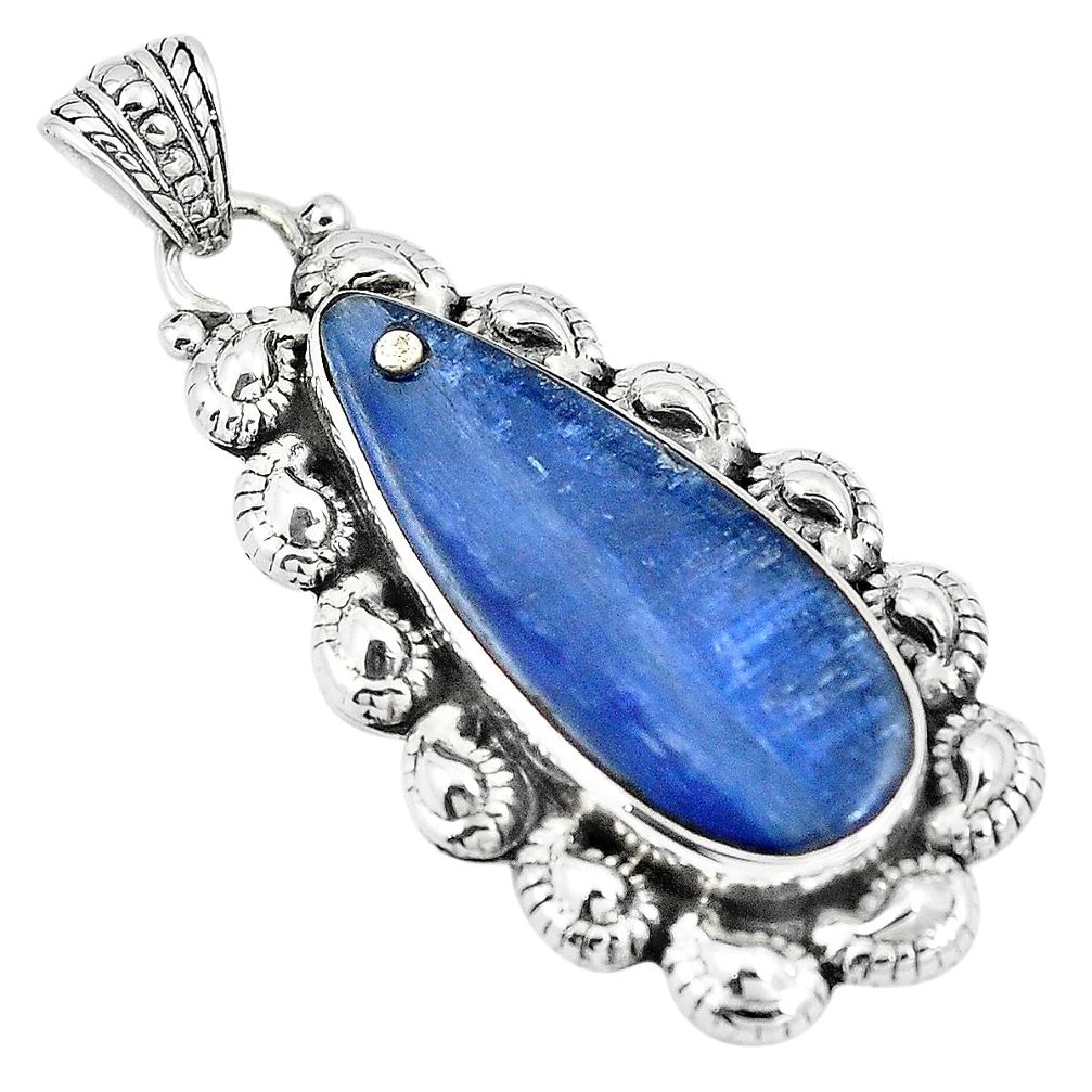 Natural blue kyanite 925 sterling silver pendant jewelry m87376