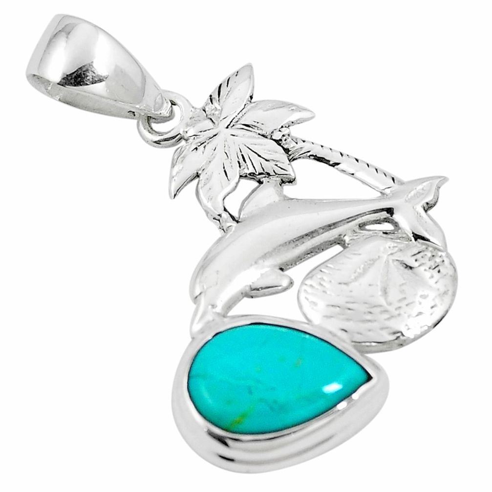 925 sterling silver green arizona mohave turquoise dolphin pendant m87391