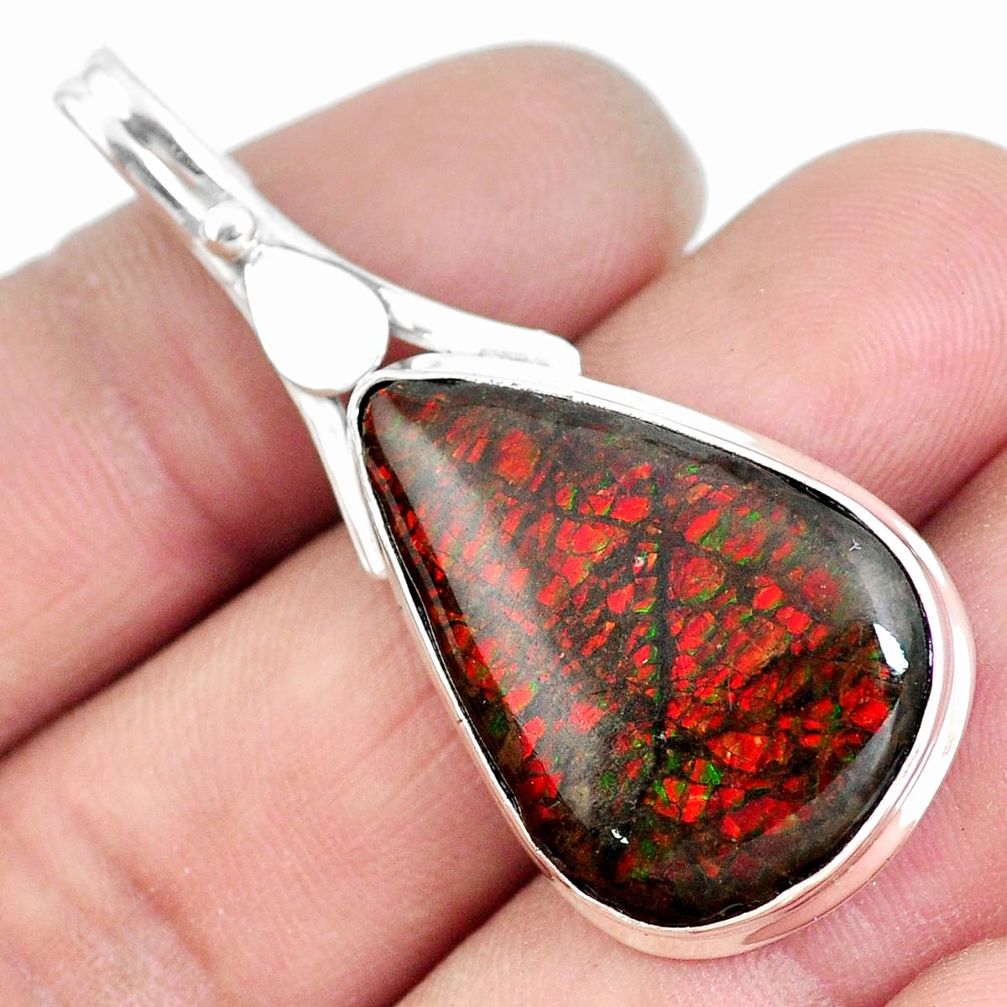 Natural multi color ammolite (canadian) 925 silver pendant jewelry m87410