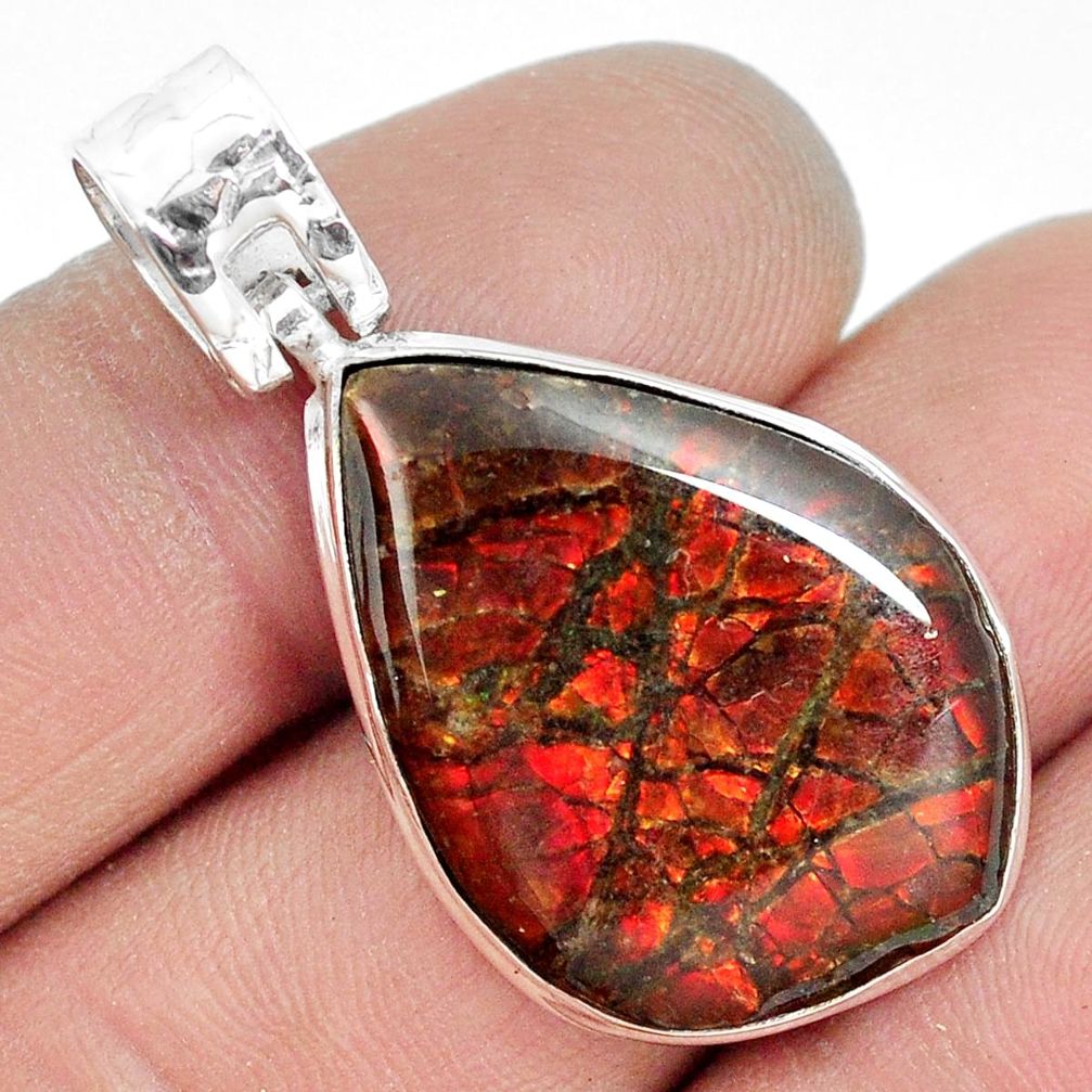 925 silver natural multi color ammolite (canadian) pendant jewelry m87411