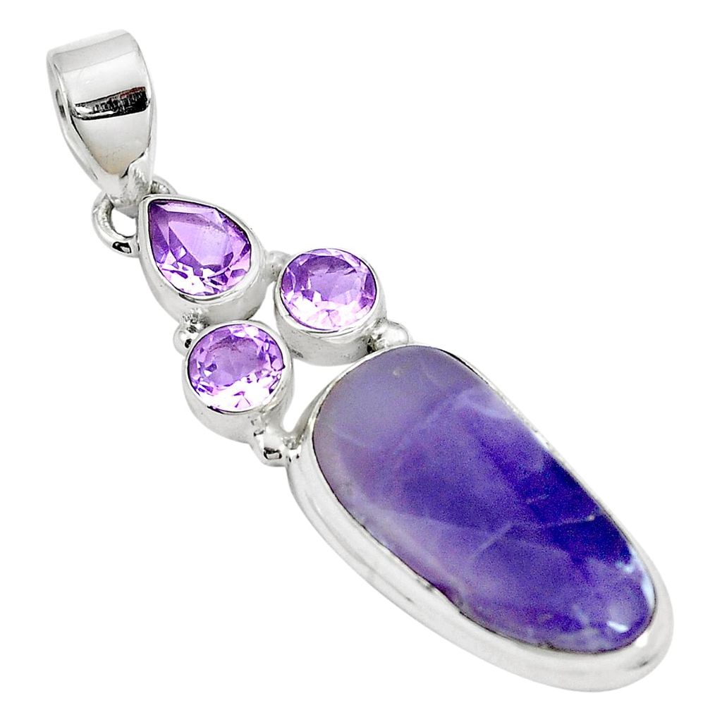 Natural purple opal amethyst 925 sterling silver pendant jewelry m87447