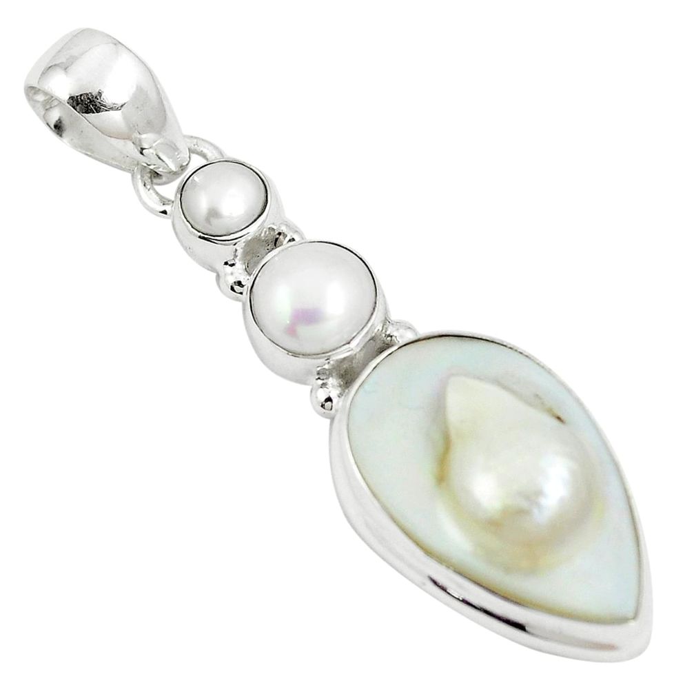 925 sterling silver natural white pearl pear shape pendant jewelry m87460