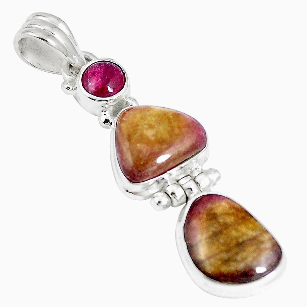 Natural pink bio tourmaline tourmaline 925 silver pendant m87462