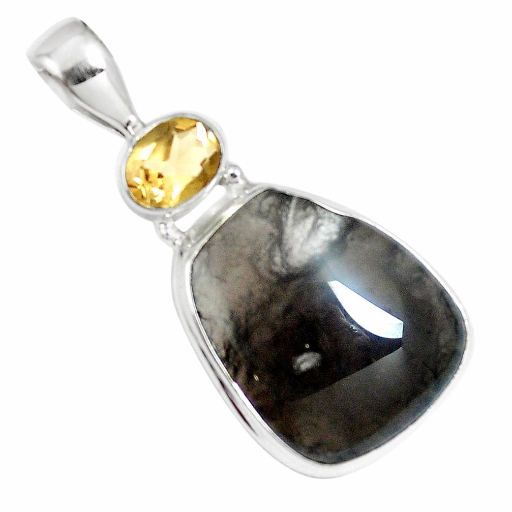 Natural brown agni manitite smoky topaz 925 silver pendant jewelry m87470