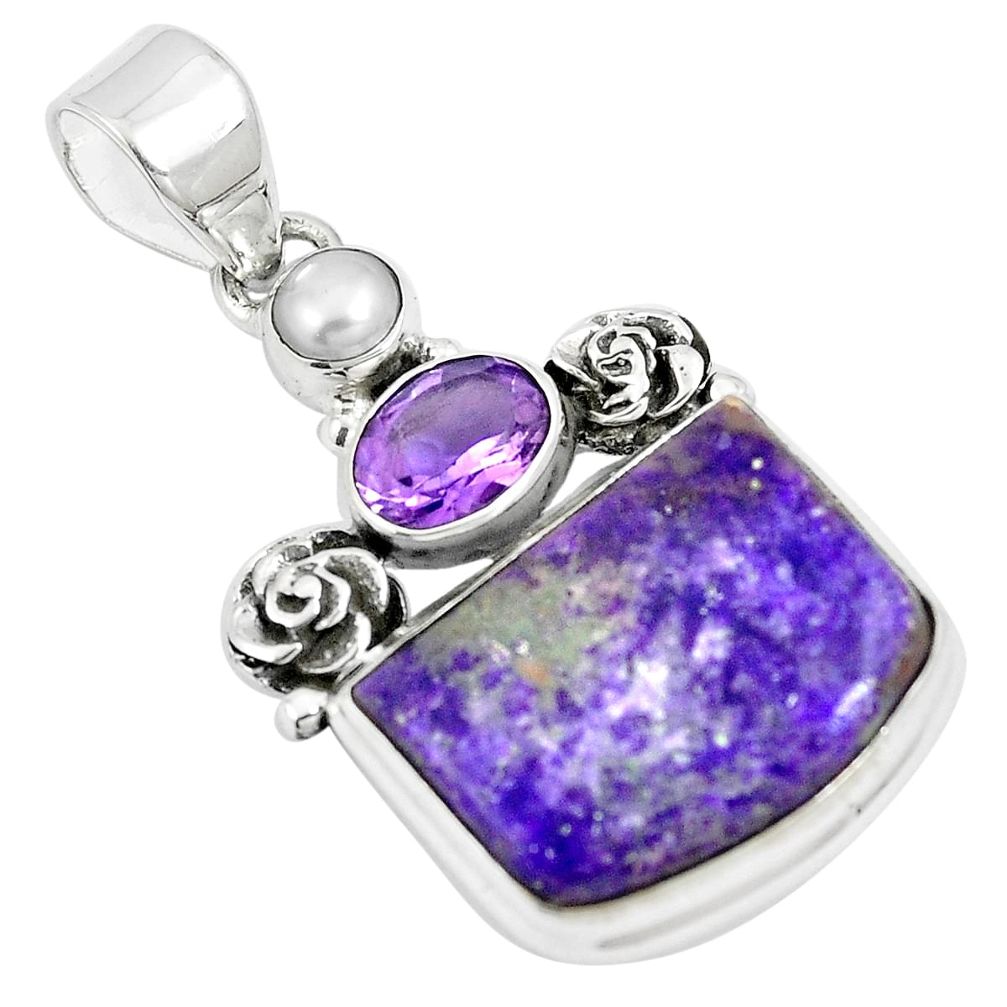 Natural purple sugilite amethyst 925 sterling silver pendant jewelry m87490