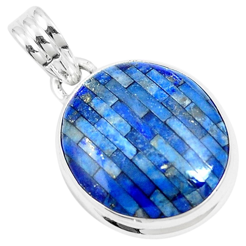 12.52cts natural blue lapis lazuli inlay 925 sterling silver pendant m87540